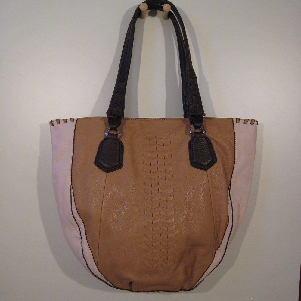 orYANY  Light Pink/Tan/Brown Leather Color Block